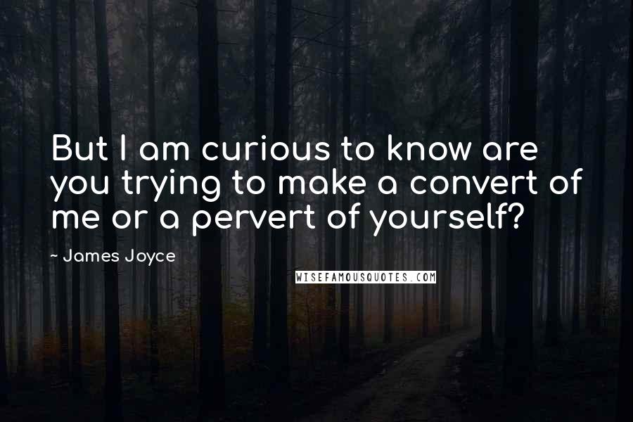 James Joyce Quotes: But I am curious to know are you trying to make a convert of me or a pervert of yourself?