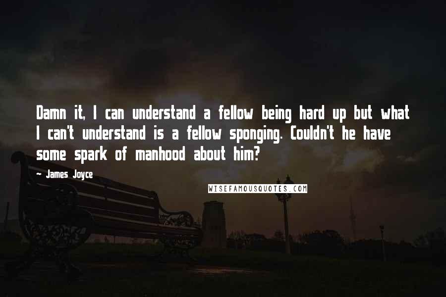 James Joyce Quotes: Damn it, I can understand a fellow being hard up but what I can't understand is a fellow sponging. Couldn't he have some spark of manhood about him?