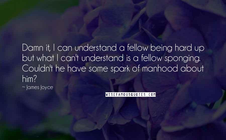 James Joyce Quotes: Damn it, I can understand a fellow being hard up but what I can't understand is a fellow sponging. Couldn't he have some spark of manhood about him?