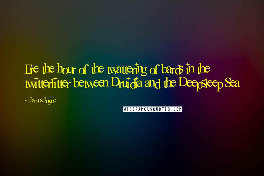 James Joyce Quotes: Ere the hour of the twattering of bards in the twitterlitter between Druidia and the Deepsleep Sea