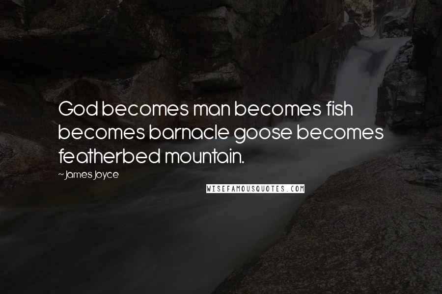 James Joyce Quotes: God becomes man becomes fish becomes barnacle goose becomes featherbed mountain.