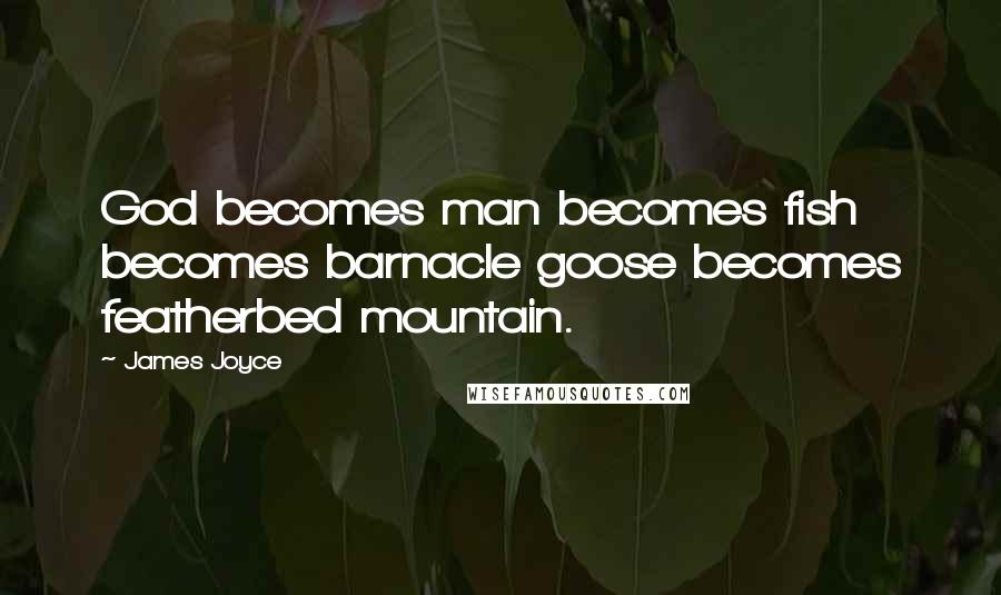 James Joyce Quotes: God becomes man becomes fish becomes barnacle goose becomes featherbed mountain.