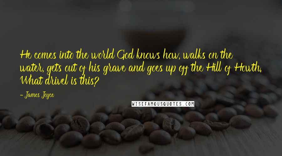 James Joyce Quotes: He comes into the world God knows how, walks on the water, gets out of his grave and goes up off the Hill of Howth. What drivel is this?