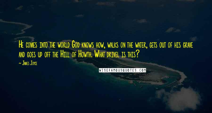 James Joyce Quotes: He comes into the world God knows how, walks on the water, gets out of his grave and goes up off the Hill of Howth. What drivel is this?