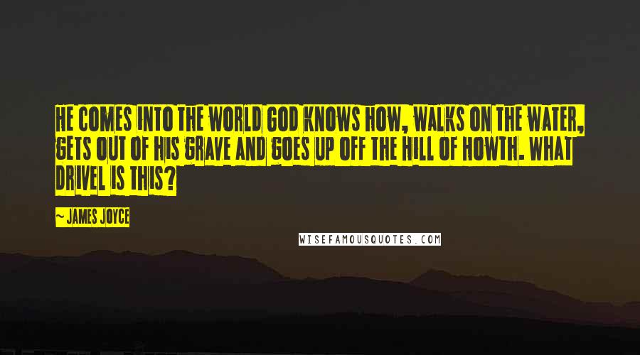 James Joyce Quotes: He comes into the world God knows how, walks on the water, gets out of his grave and goes up off the Hill of Howth. What drivel is this?