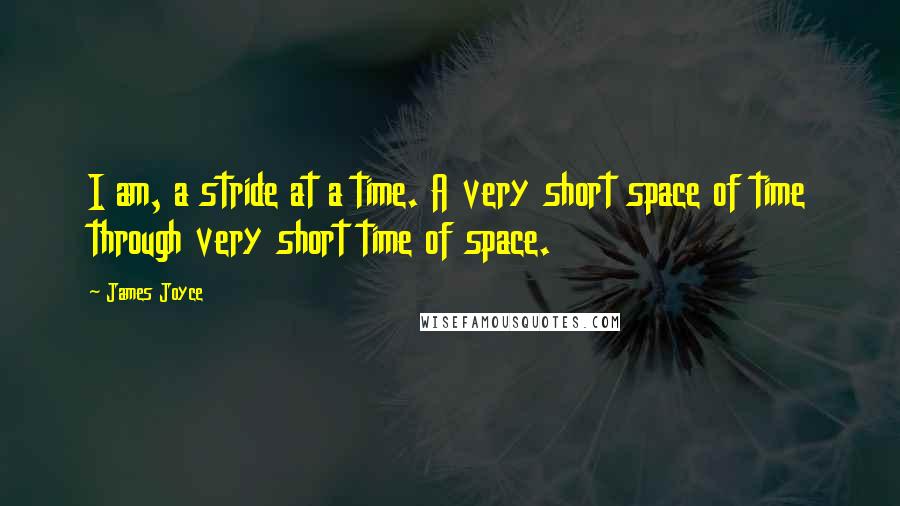 James Joyce Quotes: I am, a stride at a time. A very short space of time through very short time of space.