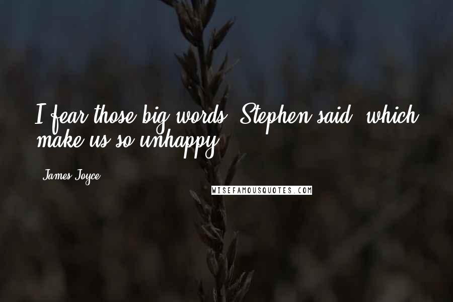 James Joyce Quotes: I fear those big words, Stephen said, which make us so unhappy.