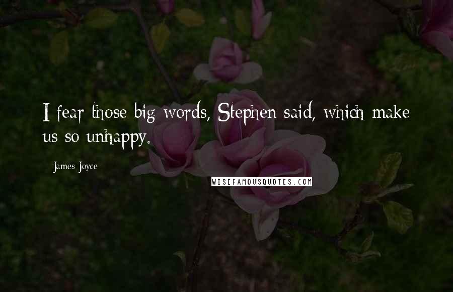 James Joyce Quotes: I fear those big words, Stephen said, which make us so unhappy.
