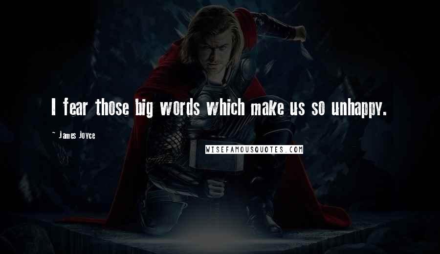 James Joyce Quotes: I fear those big words which make us so unhappy.