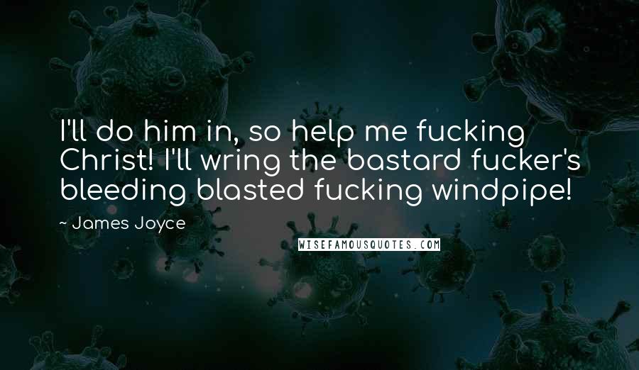James Joyce Quotes: I'll do him in, so help me fucking Christ! I'll wring the bastard fucker's bleeding blasted fucking windpipe!