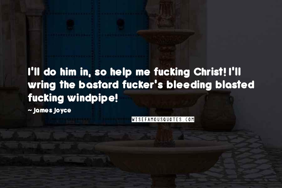 James Joyce Quotes: I'll do him in, so help me fucking Christ! I'll wring the bastard fucker's bleeding blasted fucking windpipe!