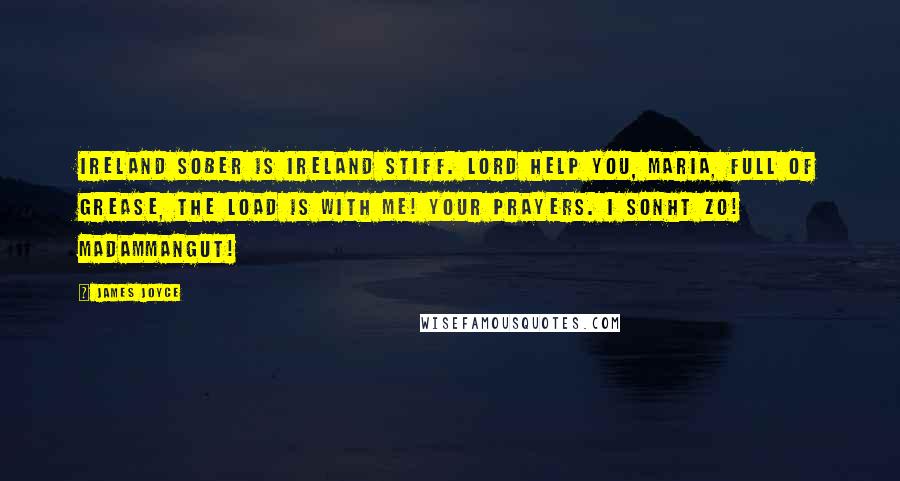 James Joyce Quotes: Ireland sober is Ireland stiff. Lord help you, Maria, full of grease, the load is with me! Your prayers. I sonht zo! Madammangut!