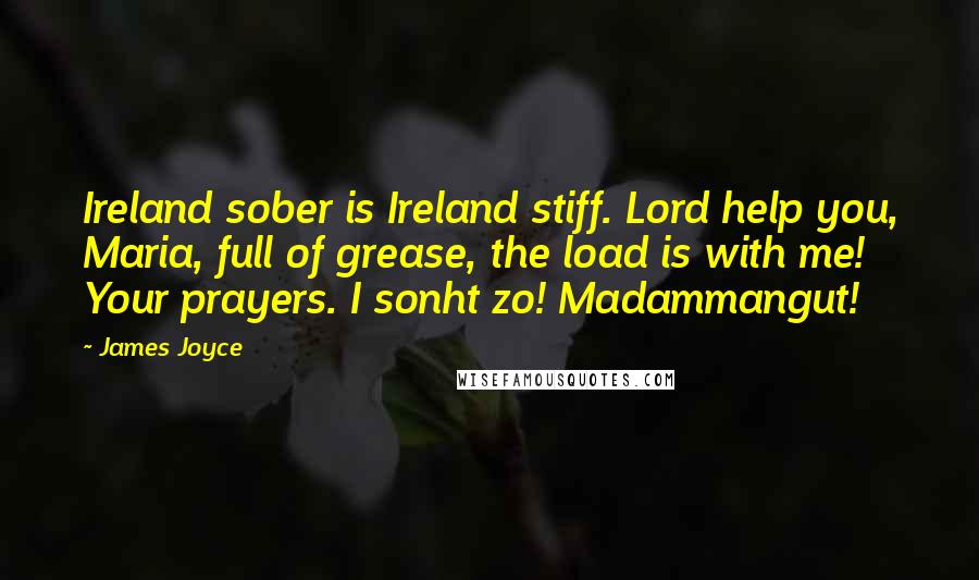 James Joyce Quotes: Ireland sober is Ireland stiff. Lord help you, Maria, full of grease, the load is with me! Your prayers. I sonht zo! Madammangut!