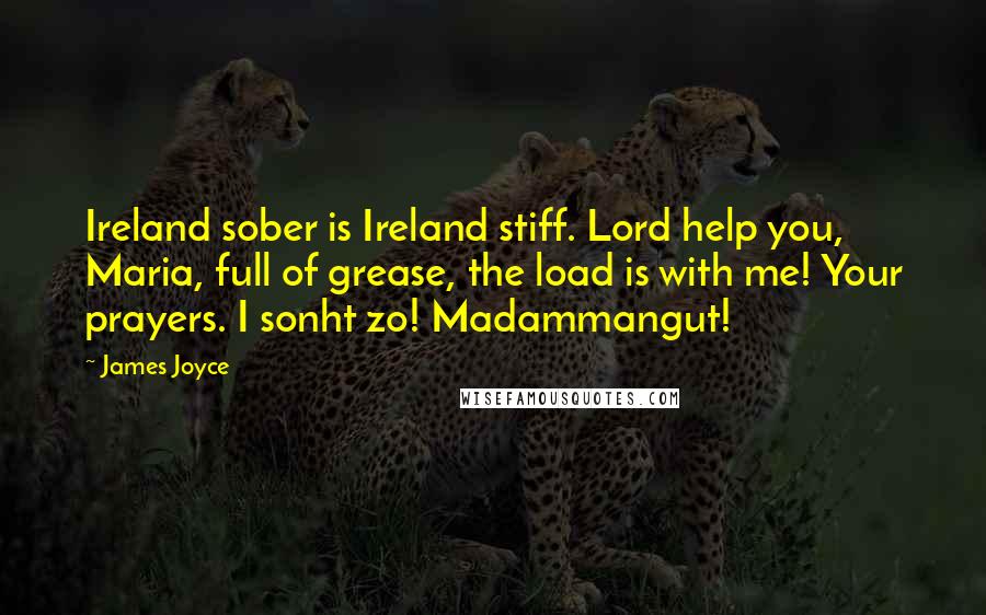 James Joyce Quotes: Ireland sober is Ireland stiff. Lord help you, Maria, full of grease, the load is with me! Your prayers. I sonht zo! Madammangut!