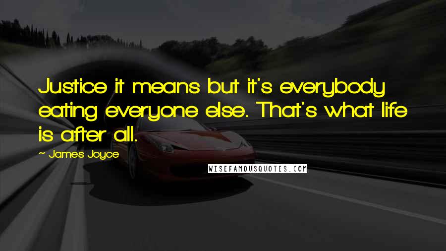 James Joyce Quotes: Justice it means but it's everybody eating everyone else. That's what life is after all.
