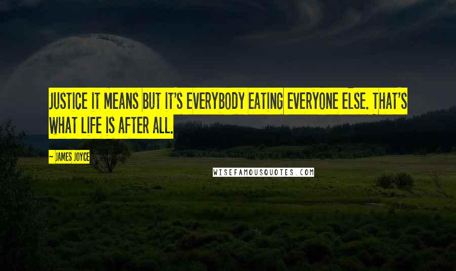 James Joyce Quotes: Justice it means but it's everybody eating everyone else. That's what life is after all.