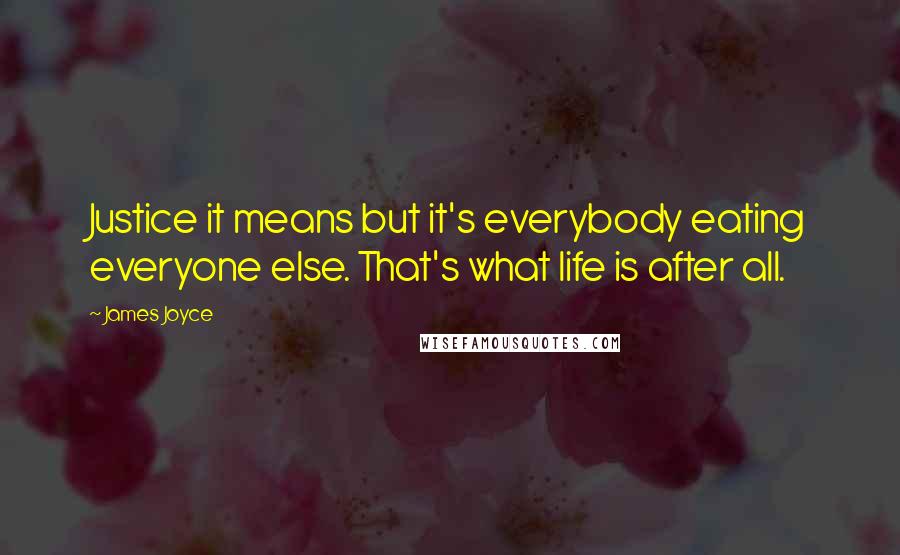 James Joyce Quotes: Justice it means but it's everybody eating everyone else. That's what life is after all.