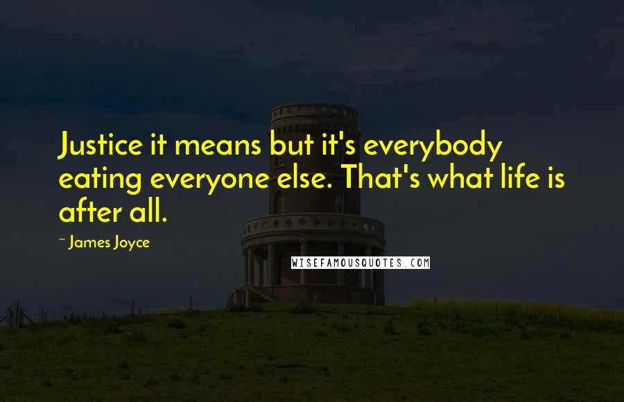 James Joyce Quotes: Justice it means but it's everybody eating everyone else. That's what life is after all.