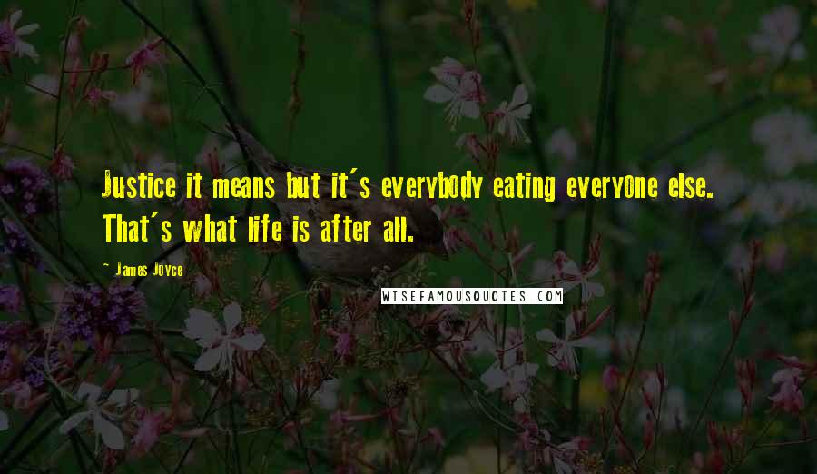 James Joyce Quotes: Justice it means but it's everybody eating everyone else. That's what life is after all.