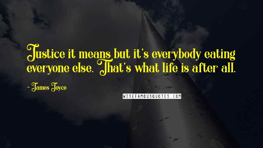 James Joyce Quotes: Justice it means but it's everybody eating everyone else. That's what life is after all.