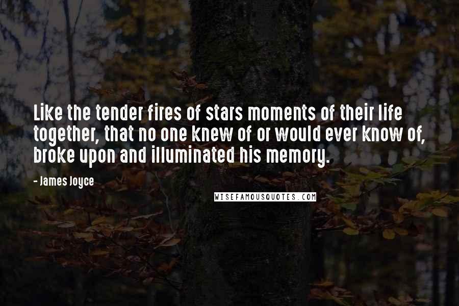 James Joyce Quotes: Like the tender fires of stars moments of their life together, that no one knew of or would ever know of, broke upon and illuminated his memory.