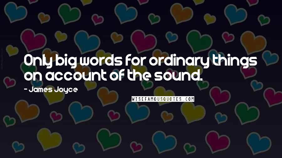 James Joyce Quotes: Only big words for ordinary things on account of the sound.