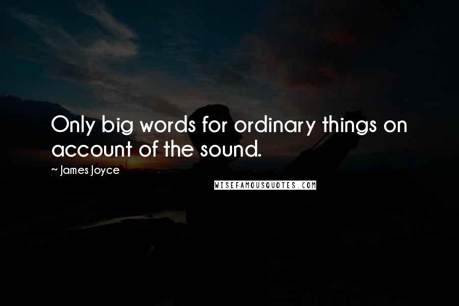 James Joyce Quotes: Only big words for ordinary things on account of the sound.