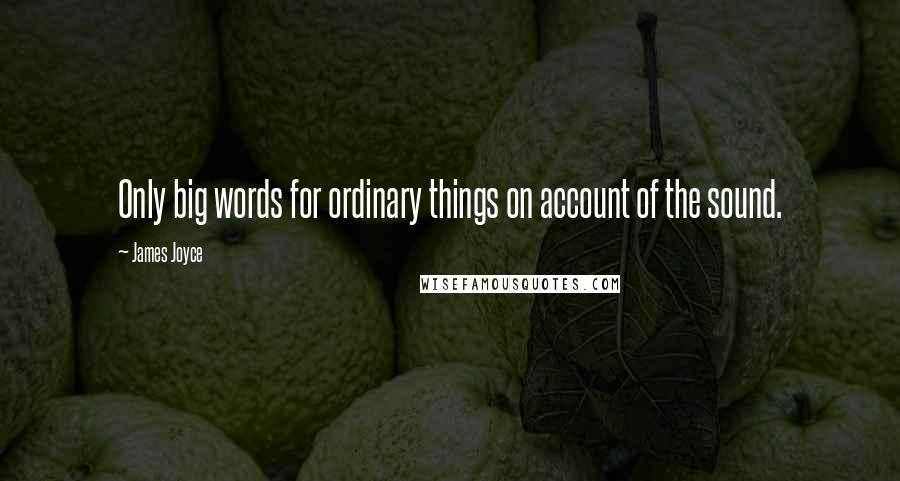 James Joyce Quotes: Only big words for ordinary things on account of the sound.