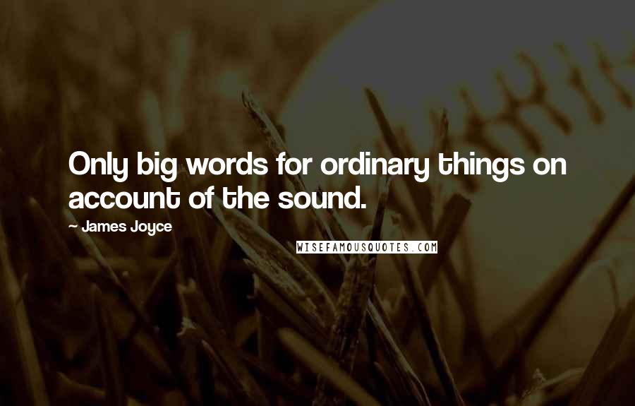 James Joyce Quotes: Only big words for ordinary things on account of the sound.