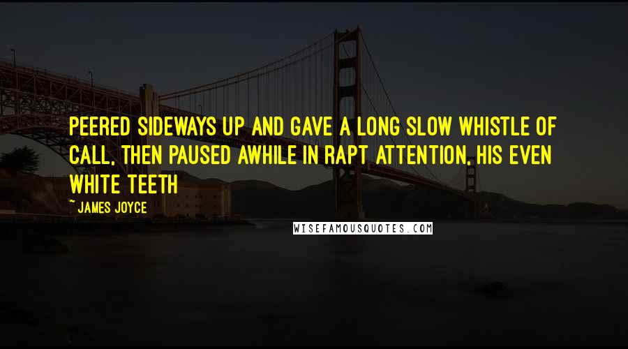 James Joyce Quotes: peered sideways up and gave a long slow whistle of call, then paused awhile in rapt attention, his even white teeth