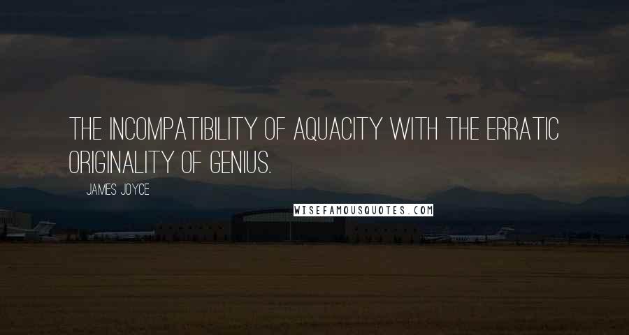 James Joyce Quotes: The incompatibility of aquacity with the erratic originality of genius.