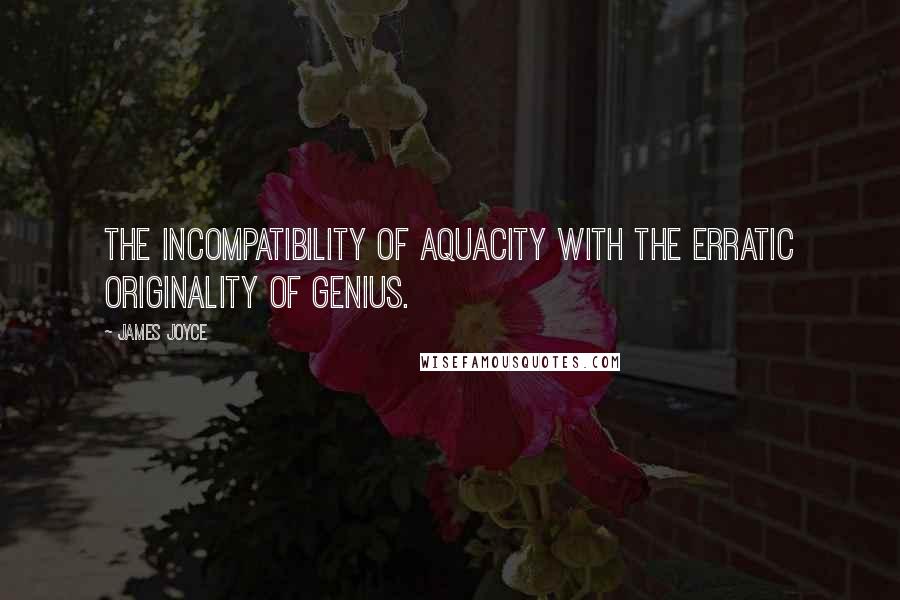 James Joyce Quotes: The incompatibility of aquacity with the erratic originality of genius.