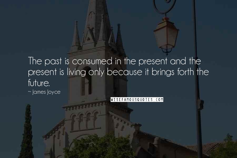 James Joyce Quotes: The past is consumed in the present and the present is living only because it brings forth the future.