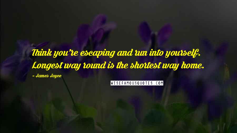 James Joyce Quotes: Think you're escaping and run into yourself. Longest way round is the shortest way home.