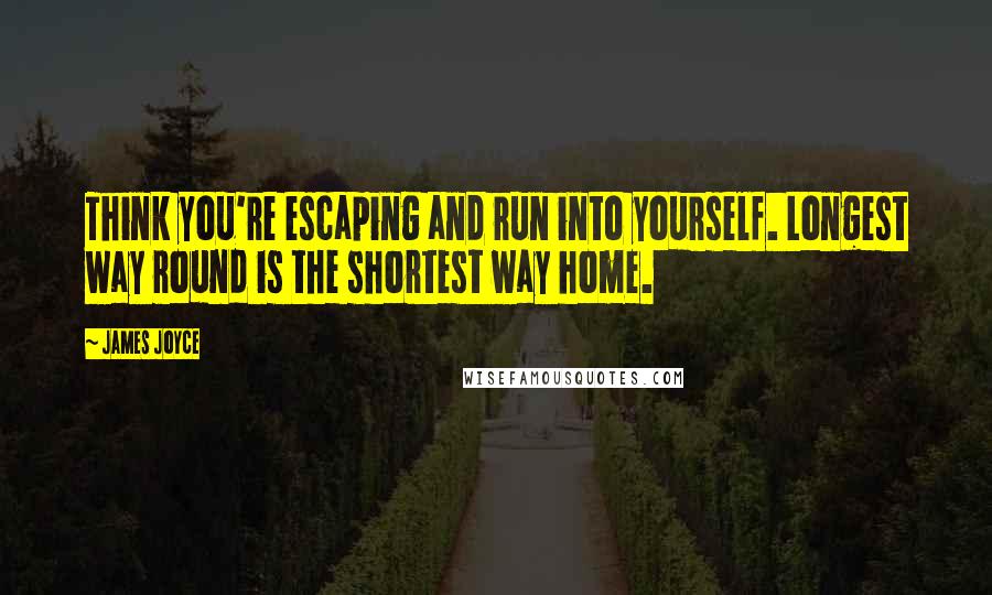 James Joyce Quotes: Think you're escaping and run into yourself. Longest way round is the shortest way home.