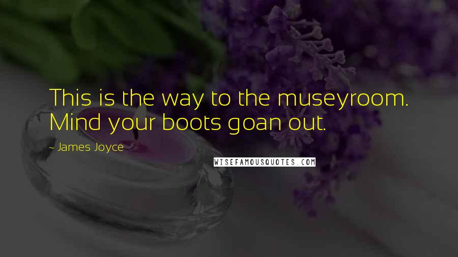 James Joyce Quotes: This is the way to the museyroom. Mind your boots goan out.