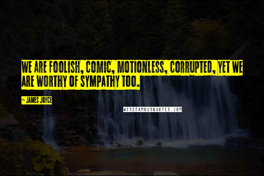 James Joyce Quotes: We are foolish, comic, motionless, corrupted, yet we are worthy of sympathy too.