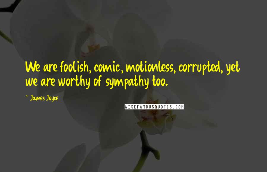 James Joyce Quotes: We are foolish, comic, motionless, corrupted, yet we are worthy of sympathy too.