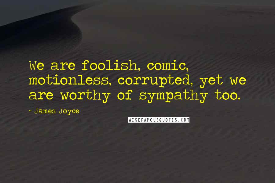 James Joyce Quotes: We are foolish, comic, motionless, corrupted, yet we are worthy of sympathy too.
