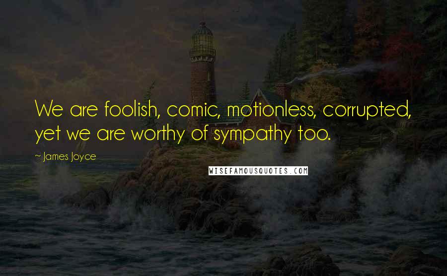 James Joyce Quotes: We are foolish, comic, motionless, corrupted, yet we are worthy of sympathy too.