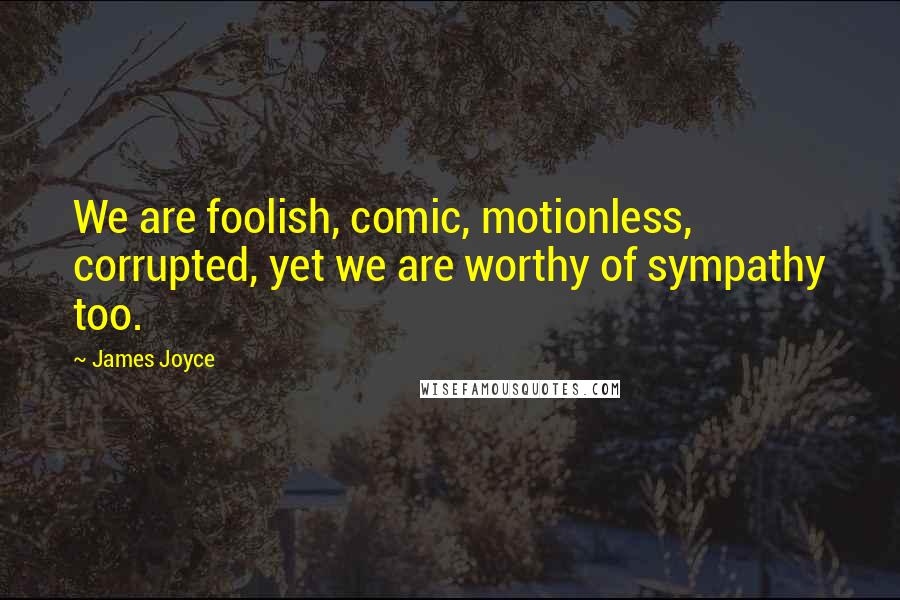 James Joyce Quotes: We are foolish, comic, motionless, corrupted, yet we are worthy of sympathy too.