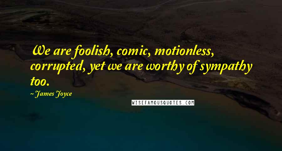 James Joyce Quotes: We are foolish, comic, motionless, corrupted, yet we are worthy of sympathy too.
