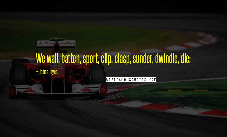 James Joyce Quotes: We wail, batten, sport, clip, clasp, sunder, dwindle, die: