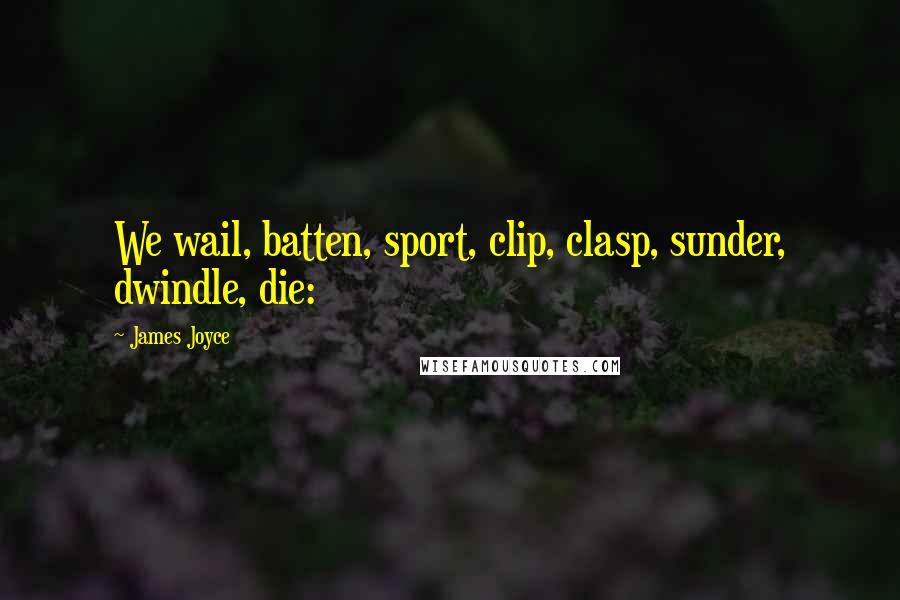 James Joyce Quotes: We wail, batten, sport, clip, clasp, sunder, dwindle, die:
