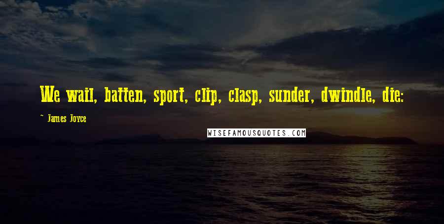 James Joyce Quotes: We wail, batten, sport, clip, clasp, sunder, dwindle, die:
