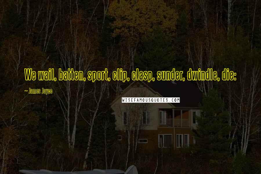 James Joyce Quotes: We wail, batten, sport, clip, clasp, sunder, dwindle, die: