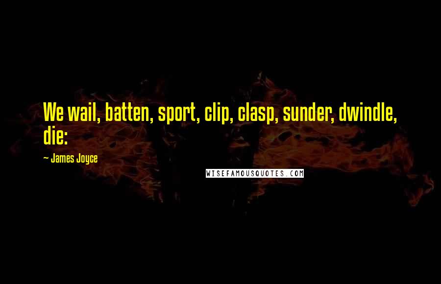 James Joyce Quotes: We wail, batten, sport, clip, clasp, sunder, dwindle, die: