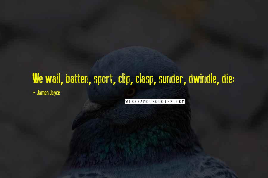 James Joyce Quotes: We wail, batten, sport, clip, clasp, sunder, dwindle, die: