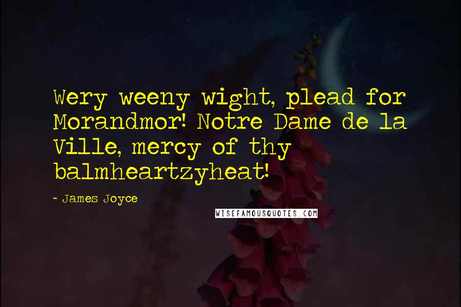 James Joyce Quotes: Wery weeny wight, plead for Morandmor! Notre Dame de la Ville, mercy of thy balmheartzyheat!