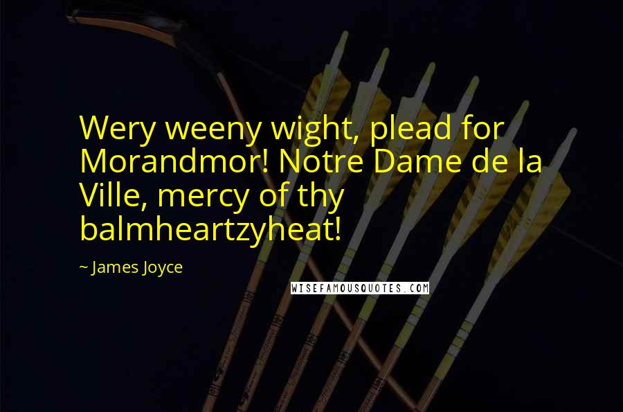 James Joyce Quotes: Wery weeny wight, plead for Morandmor! Notre Dame de la Ville, mercy of thy balmheartzyheat!